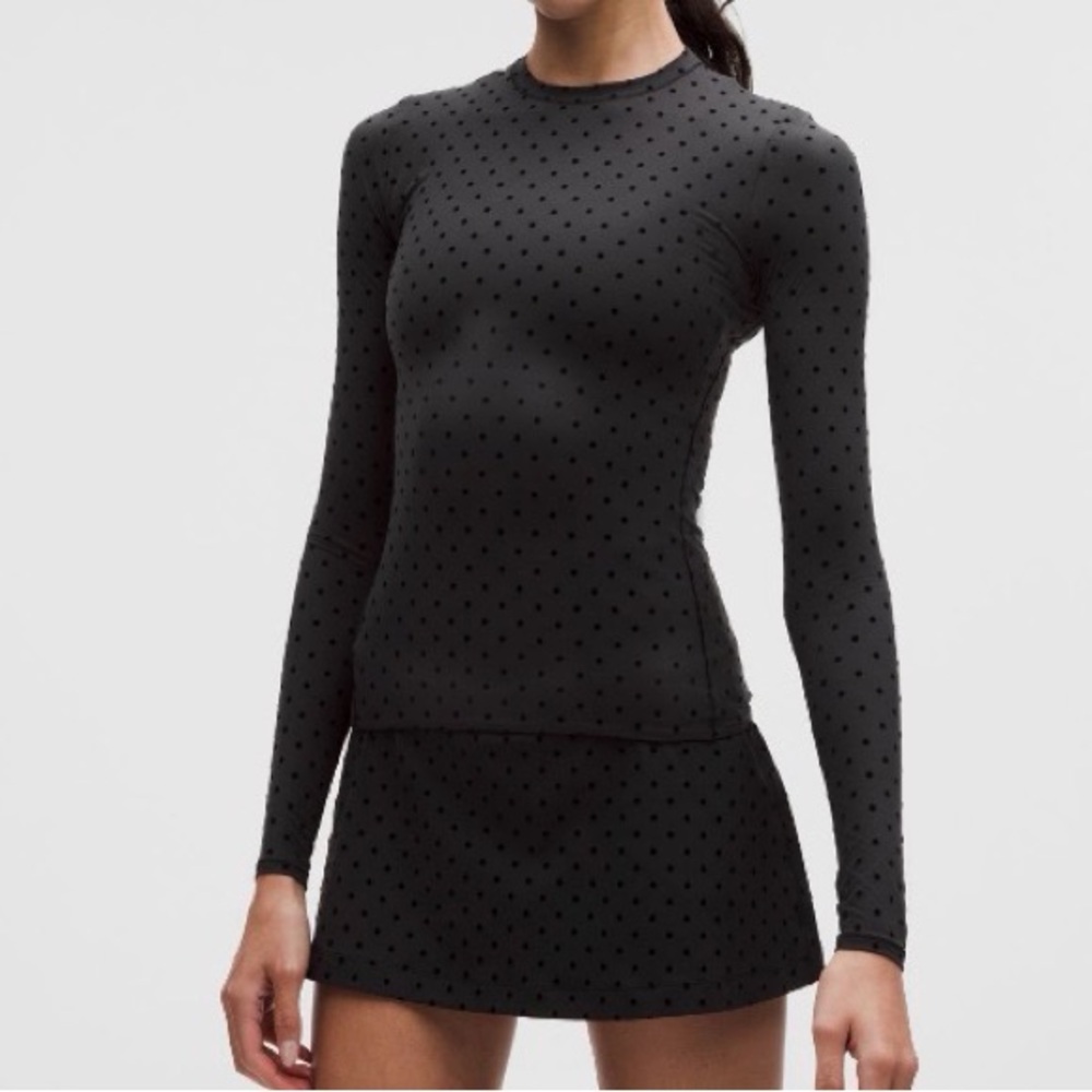 Lululemon Flocked Polka Dot Set – Nulu Long Sleeve + Align HR Pant 28” | Black